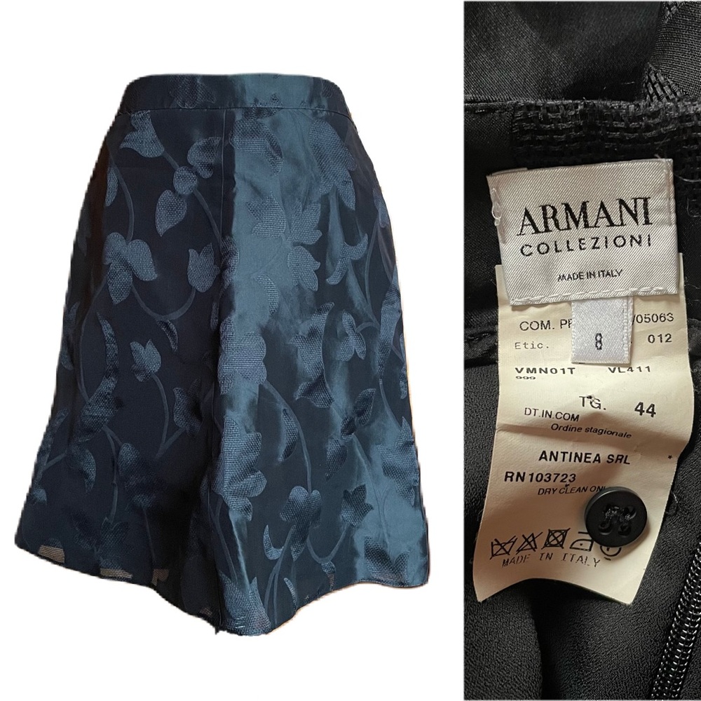 Armani Collezioni Layered Silk Floral Burnout A-Line Skirt sz 8